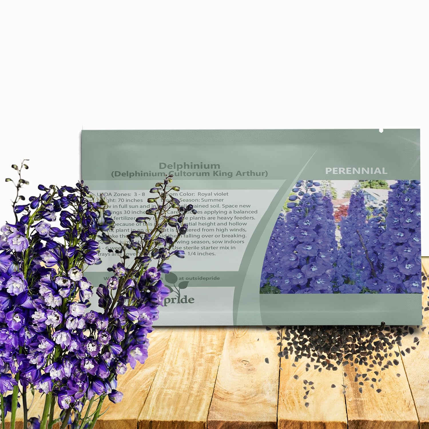 Outsidepride King Arthur Delphinium Seeds - 2000 Pcs Perennial, Self-Seeding, Heat & Drought Tolerant Flower Seeds for Planting Royal Blue Blooms for Cut Flower Arrangements, & Pollinator Gardens
