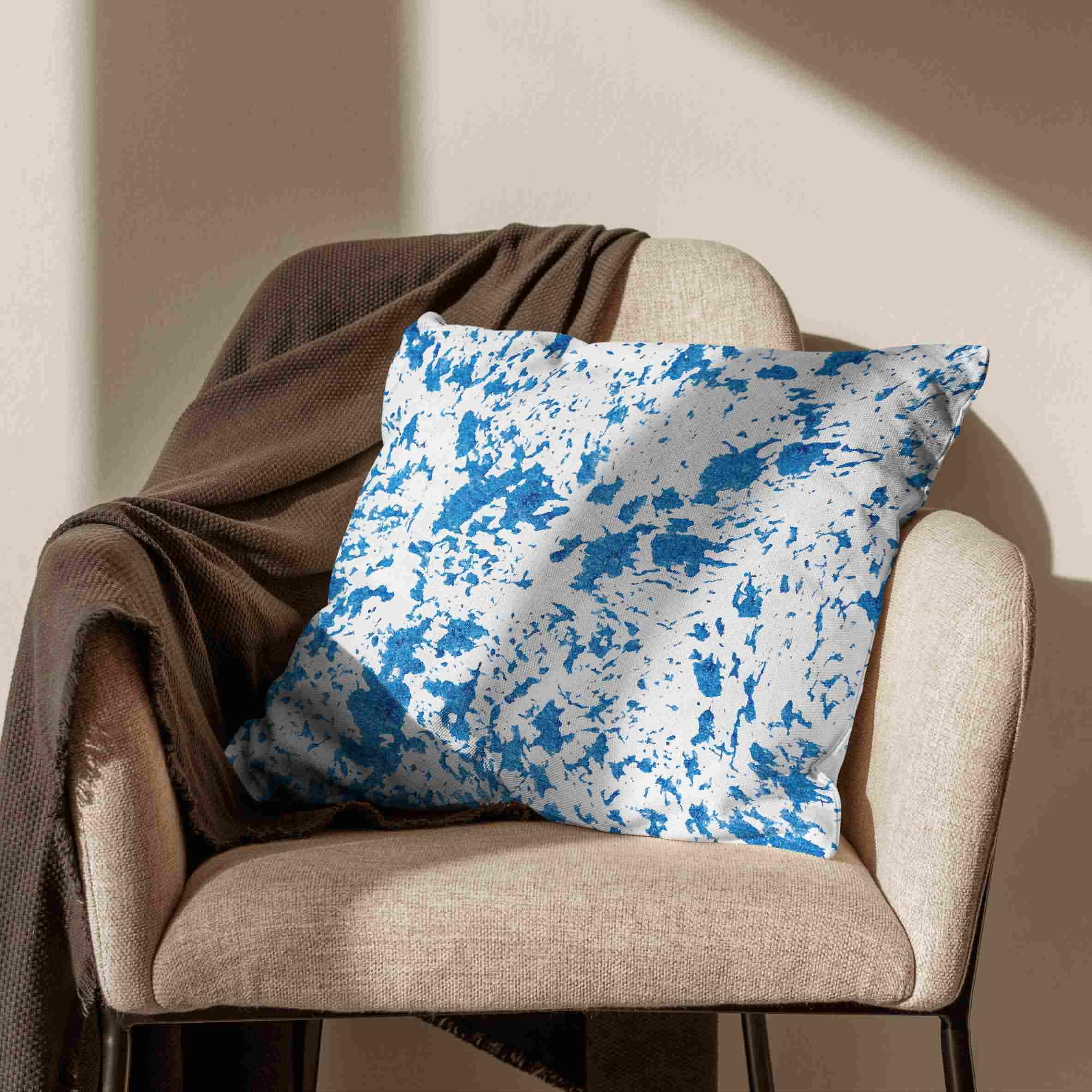 Lino Federa Cuscini Arredo Federe Cuscino Fantasia 50x50cm, Arte Geometrica Federe Cuscini Tropicali Copricuscino Blu Divano da Salotto 4Pcs