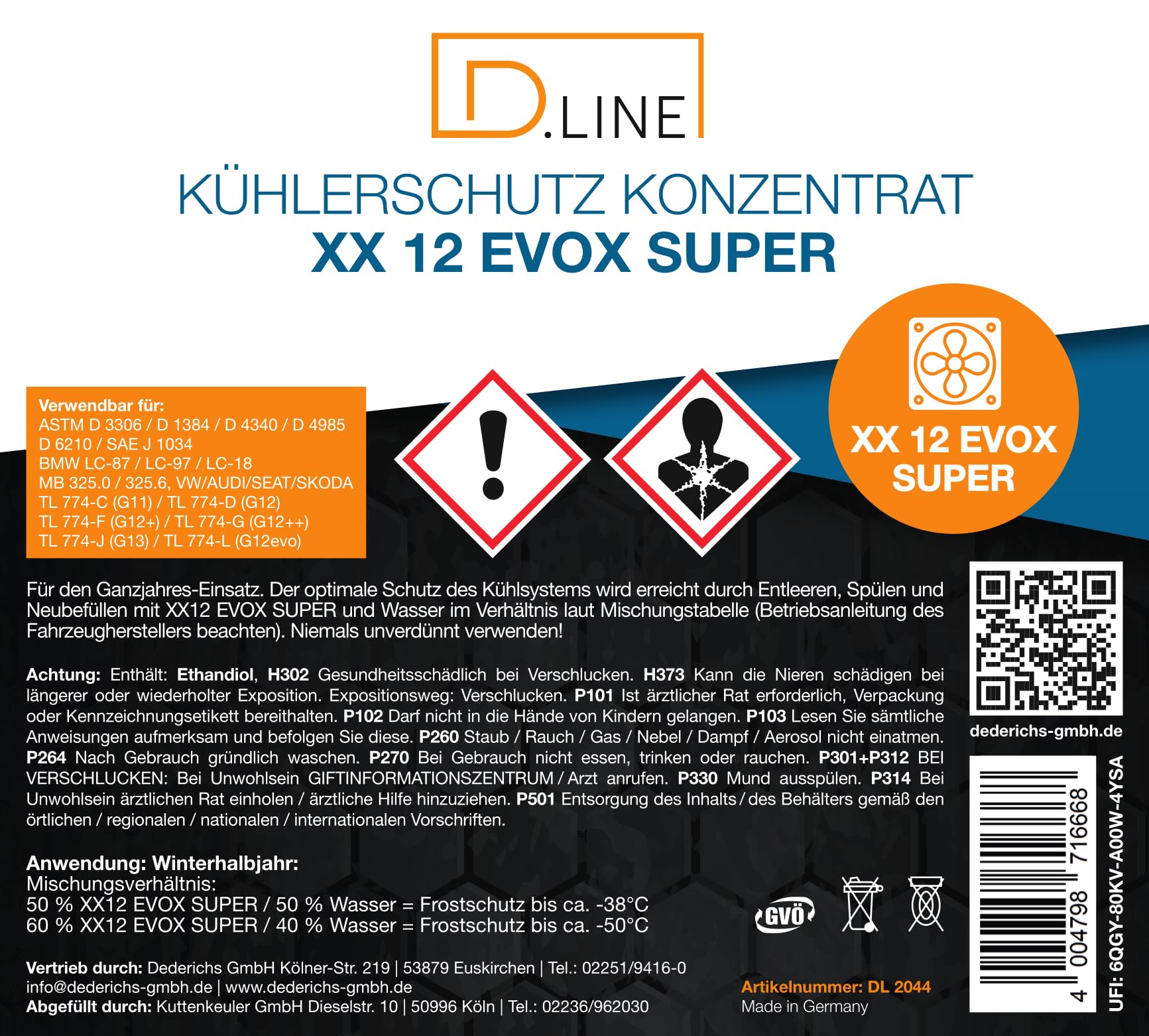 D.LINE Kühlerschutz XX 12 EVOX SUPER Konzentrat 2x5 Liter