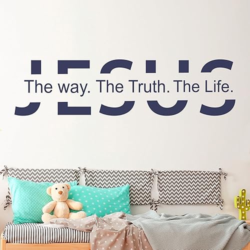 Jesús el camino, la verdad y la vida Pelar y pegar I Christian Quotes Decoración de pared I Calcomanía de pared para decoración de sala de estar I