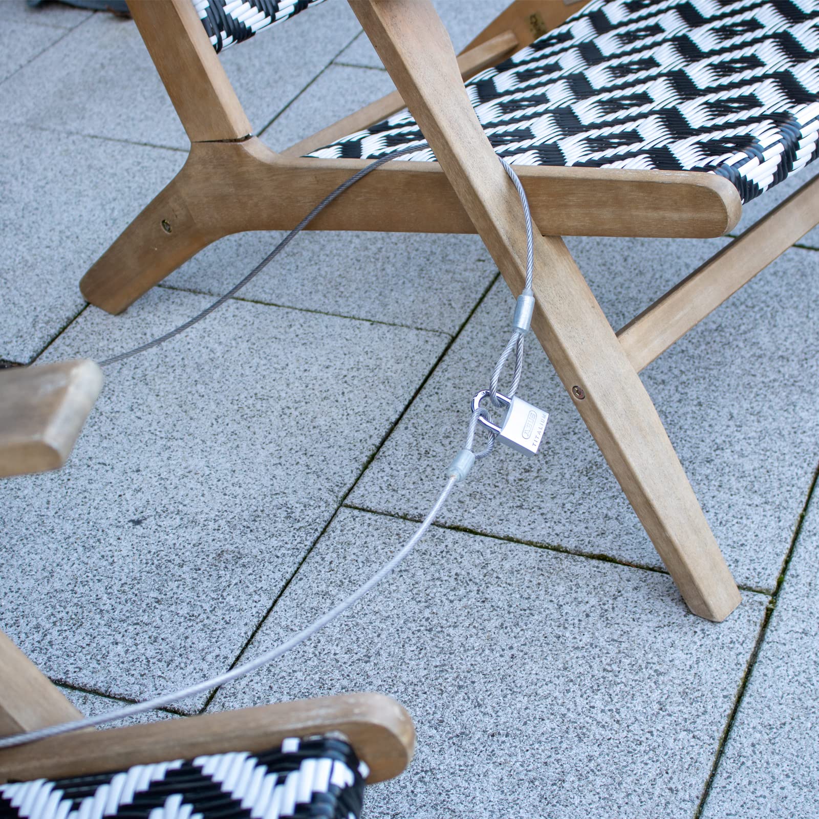 Diebstahlsicherung Garten- & Terrassenmöbel • Edelstahl-Drahtseil Ø 4 mm / 5 mm • 12,5 m Länge • PVC-ummantelt • V4A Edelstahl rostfrei