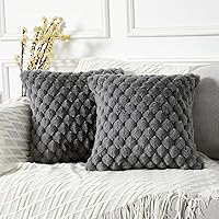Yaertun Pack of 2 Grey Faux Fur Throw Pillow Covers 18x18 - Super Soft Plush Luxury Cozy Cushion Cases for Sofa Bed Couch