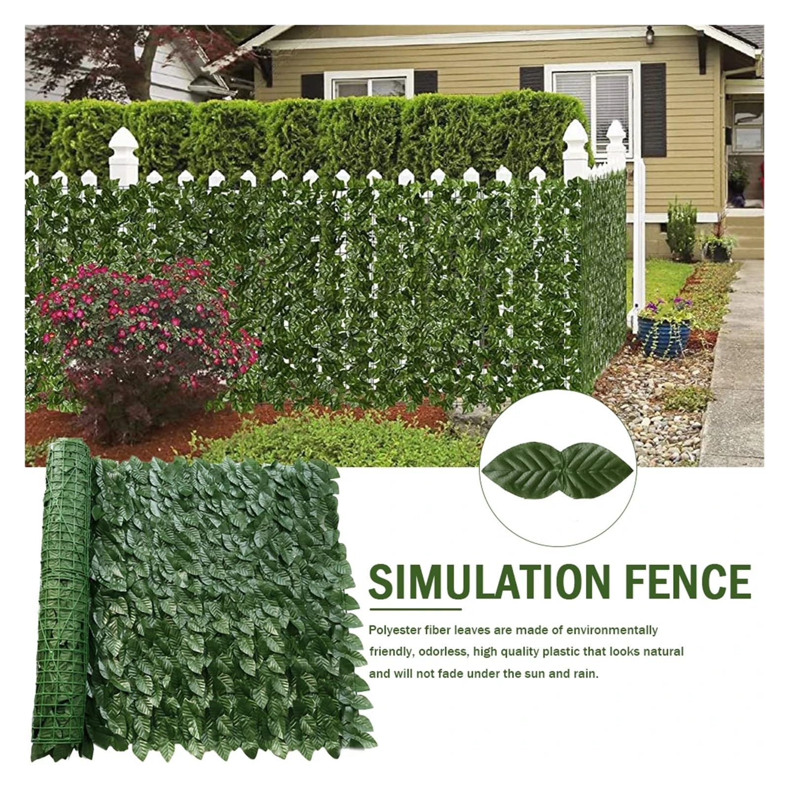 Seto Artificial Ocultacion Jardin Paneles de cerca hojas, setos artificiales plástico, pantalla pared, vegetación cosible, decoración multifuncional for jardín y hogar(4 PCS)