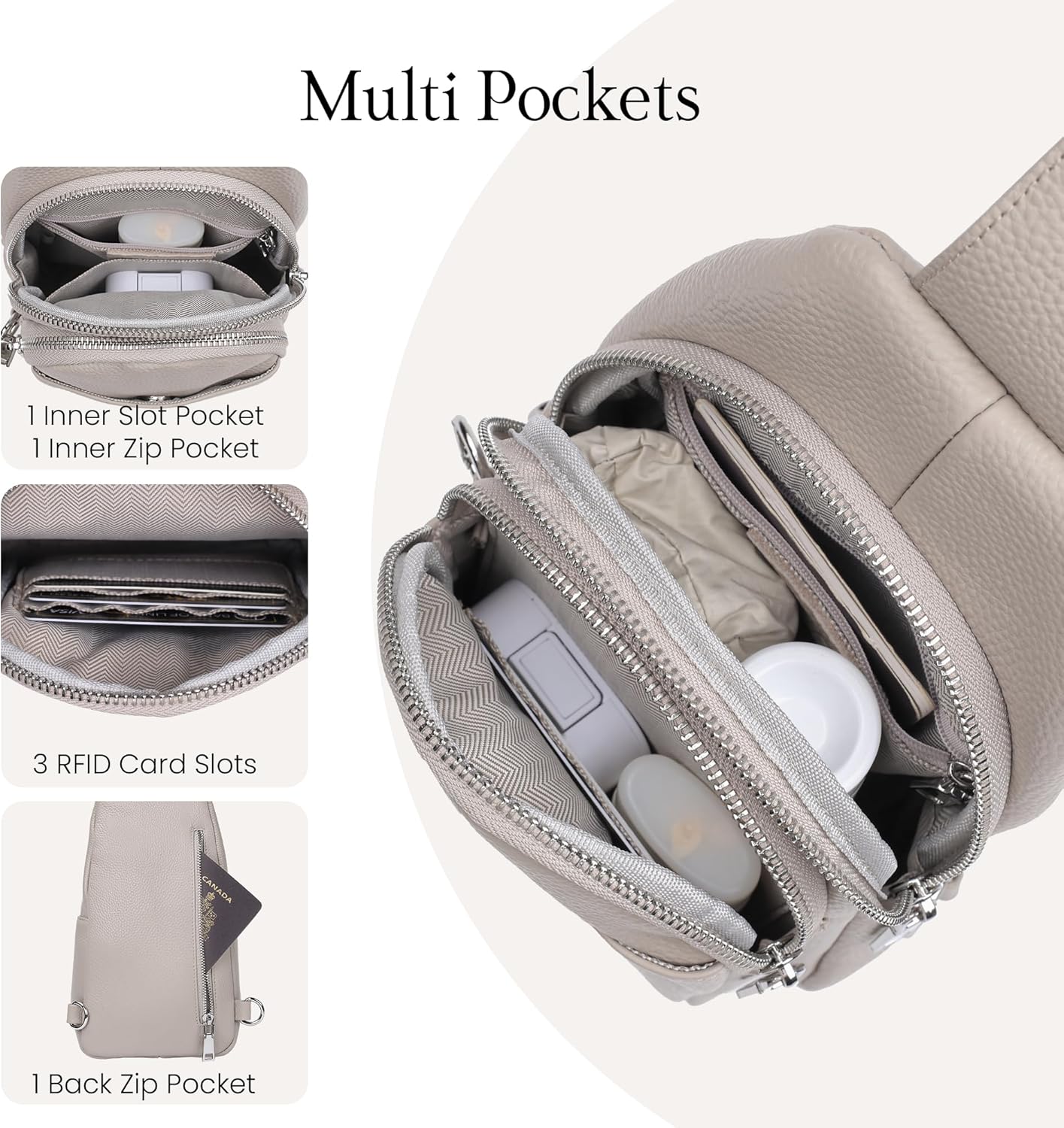 befen Genuine Leather Small Sling Bag for Women Anti-Theft Crossbody Chest Bags Fanny Packs for Travel with RFID Card Slots - Image 4