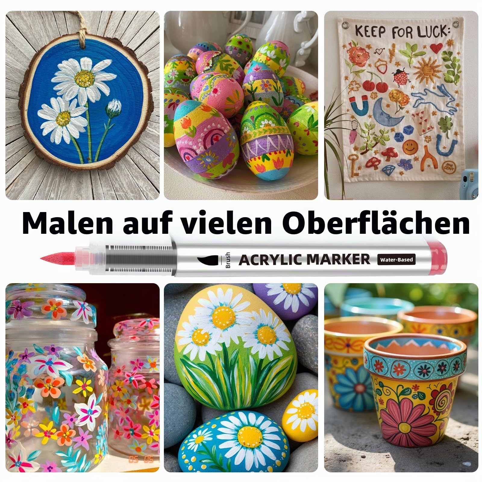 ABEIER 168 Farben Acrylstifte Set für Steine Wasserfest Brush Tip Acrylic Pens Set, Acrylmarker Schnelltrocknend und Ungiftig, Acrylstifte zum Bemalen für Stoff, Leinwand, Glas, Holz und Papier
