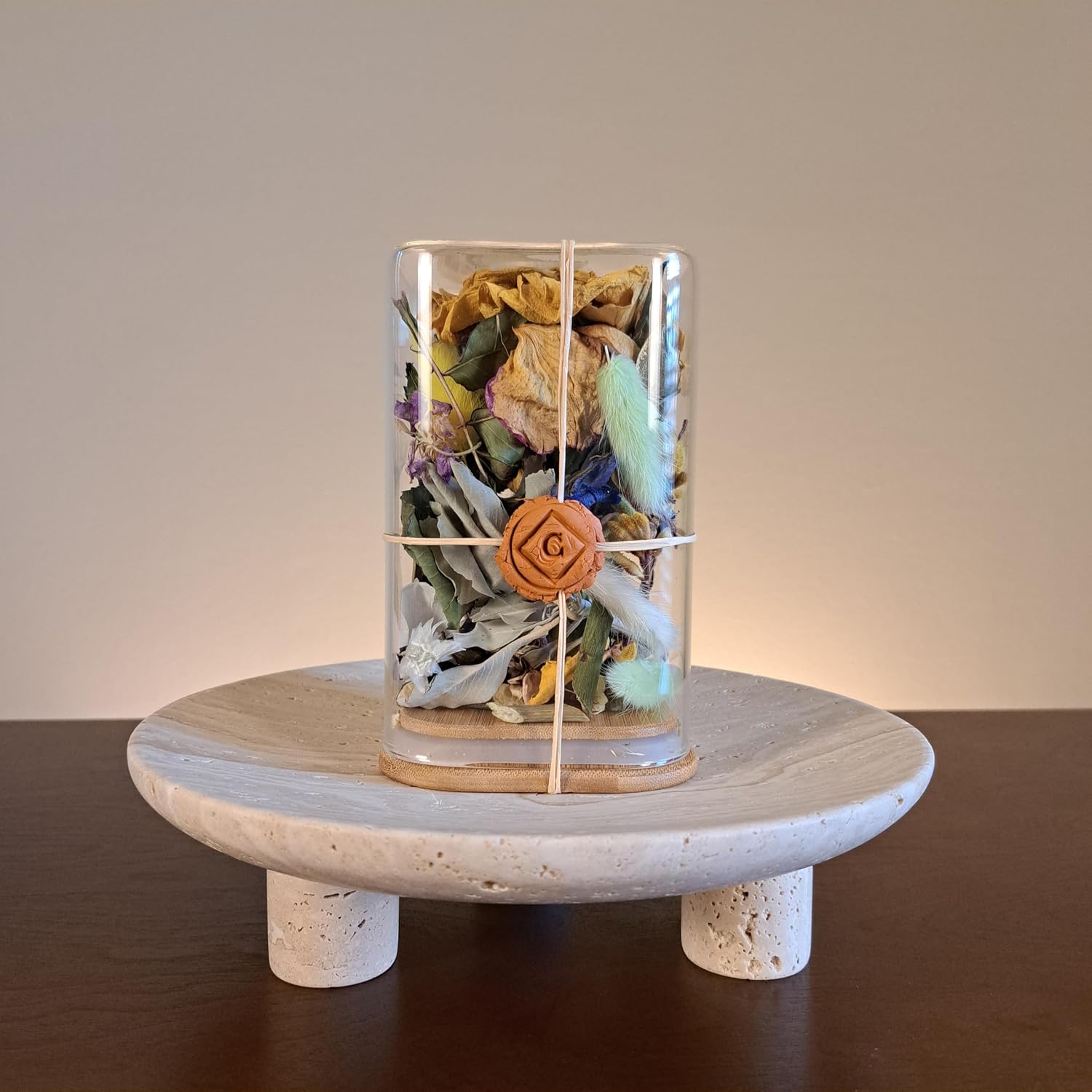 Cleopatra The Finest Potpourri. Potpourri in Glass Jar with Bamboo Lid. (Yellow, Jasmine)