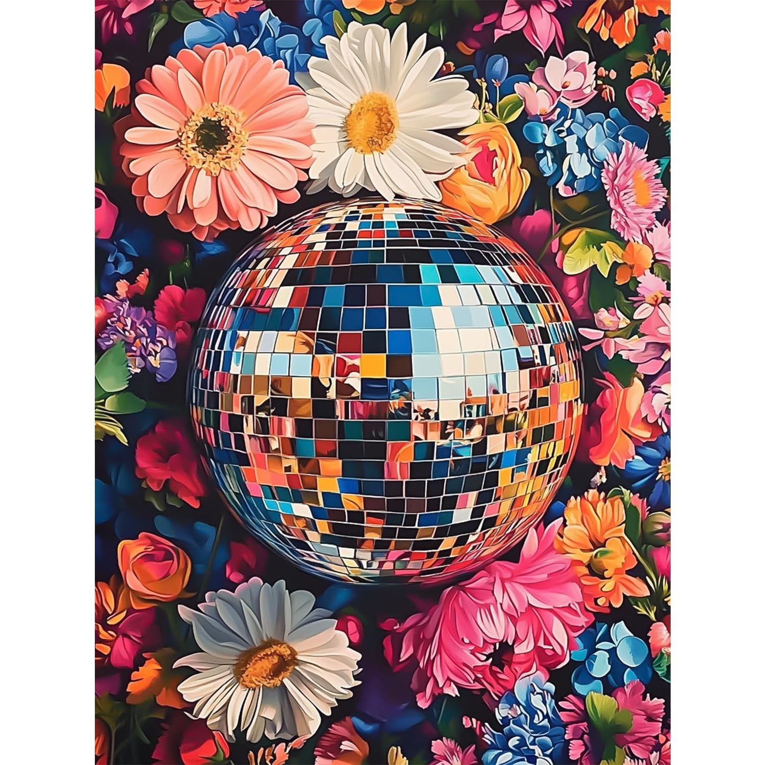 TOSTOG Disco Ball Diamond Painting Kits for Adults, Flowers 5D DIY Diamond Art Kit Full Drill Diamond Crystal Rhinestone Arts and Crafts Picture for Home Wall Decor 30x40cm โ image 1