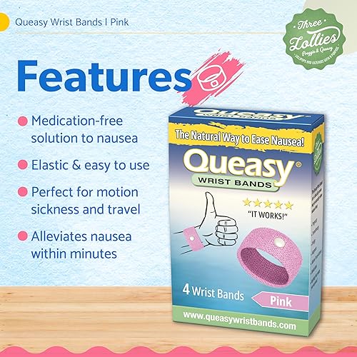 Miniatura 8 de Queasy - Pulseras antináuseas  Alivio de náuseas y vómitos de náuseas matutinas, mareos por movimiento, migraña  Ayuda para aliviar las náuseas
