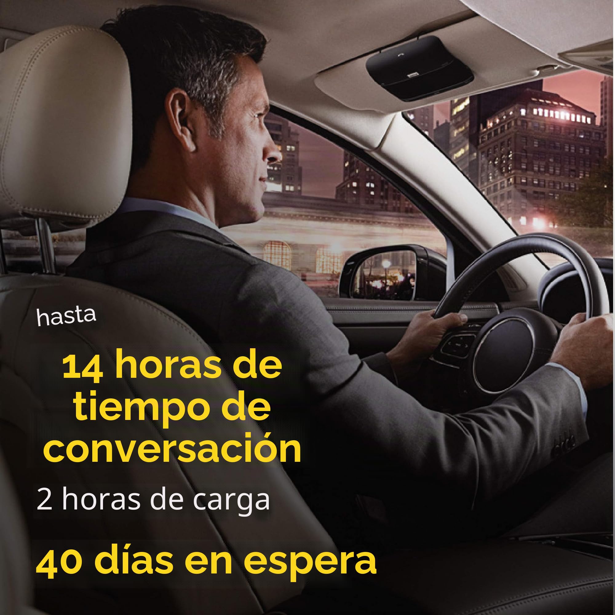 Jabra Freeway – Altavoz Bluetooth para Automóvil, Micrófono y Altavoz Controlado por Voz con Cancelación de Ruido para Llamadas, Música y GPS, Negro