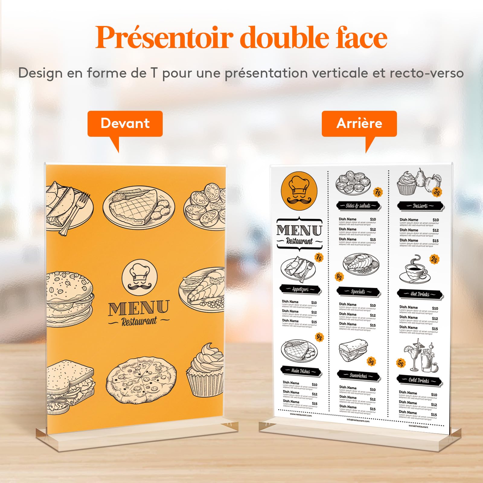 Lifewit Porte Affiche A4 Acrylique Transparent, Présentoir Table Forme T, 30x21 cm Lot 6