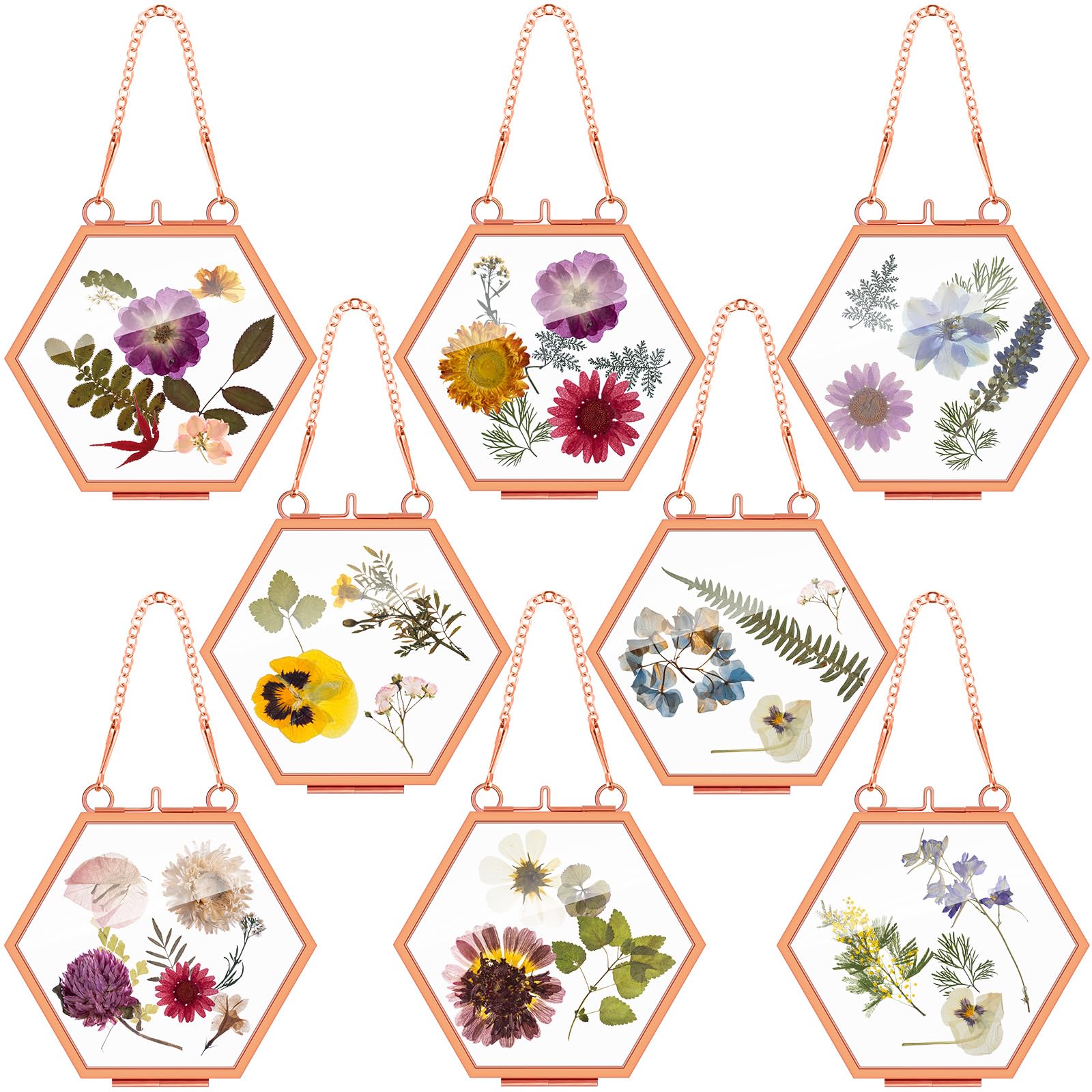 Cadres flottants en verre rose doré lot de 8 pour photos 10x7,6 cm