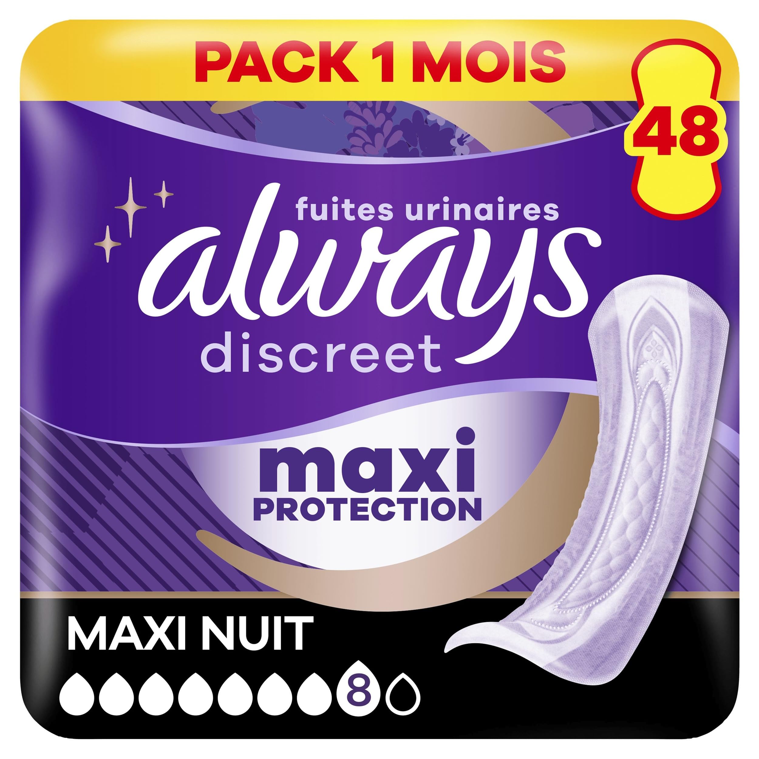 Always Discreet Serviettes pour Incontinence - Eco format, 48 pochettes (4 x 12 unités)