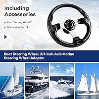 Vista 6 de Adaptador de volante marino de eje de 12.5 pulgadas, 3/4 pulgadas, volante de fibra de carbono antideslizante para barcos, yates, botes pontón, Negro