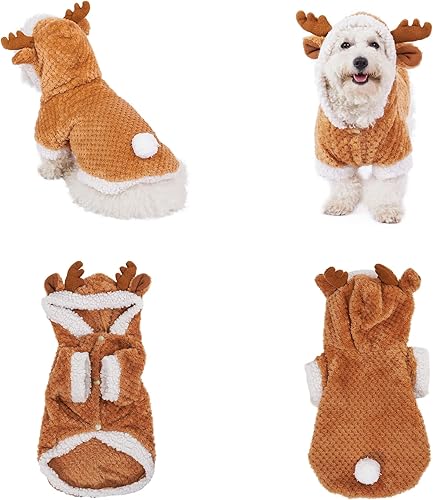 Yoption Disfraz de perro y gato para cosplay de reno de Navidad, divertido ciervo, ciervo, para Navidad, invierno, abrigo, abrigo, ropa, sudadera