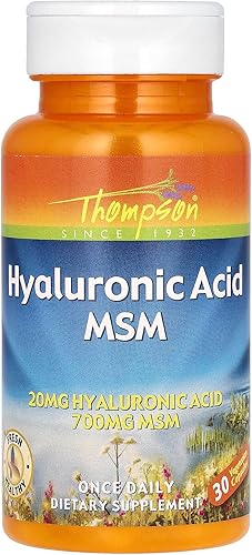 Thompson Ácido hialurónico + MSM, tapa vegetal (Btl-plástico) 30ct
