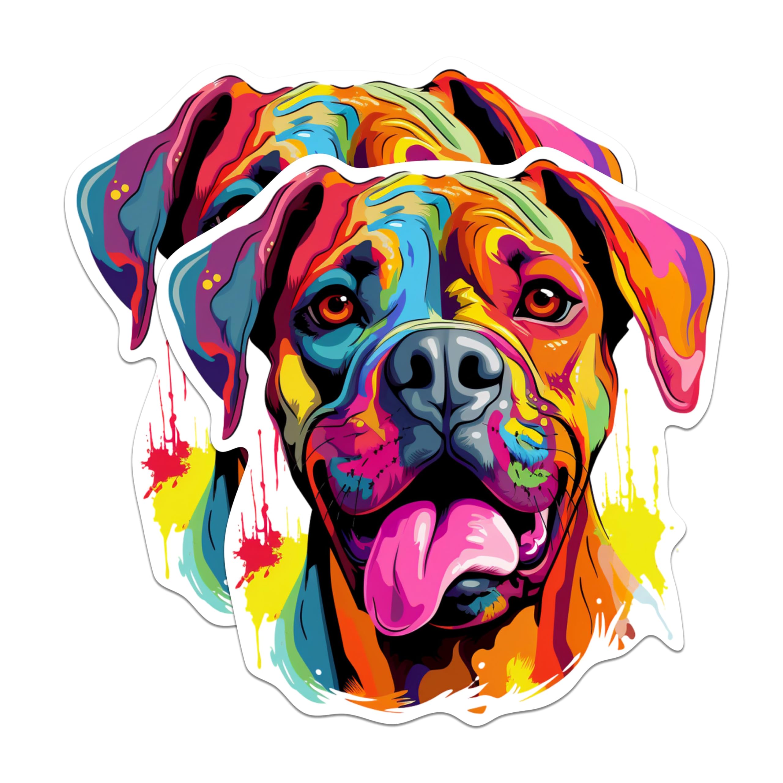 (2 Pack) Boxer Dog Breed Stickers - 5 Inches On Longest Side - Choose from Over 100 Dog Breeds - for Cars, Trucks, Skateboards, Laptops - Made in USA - BMCS1794