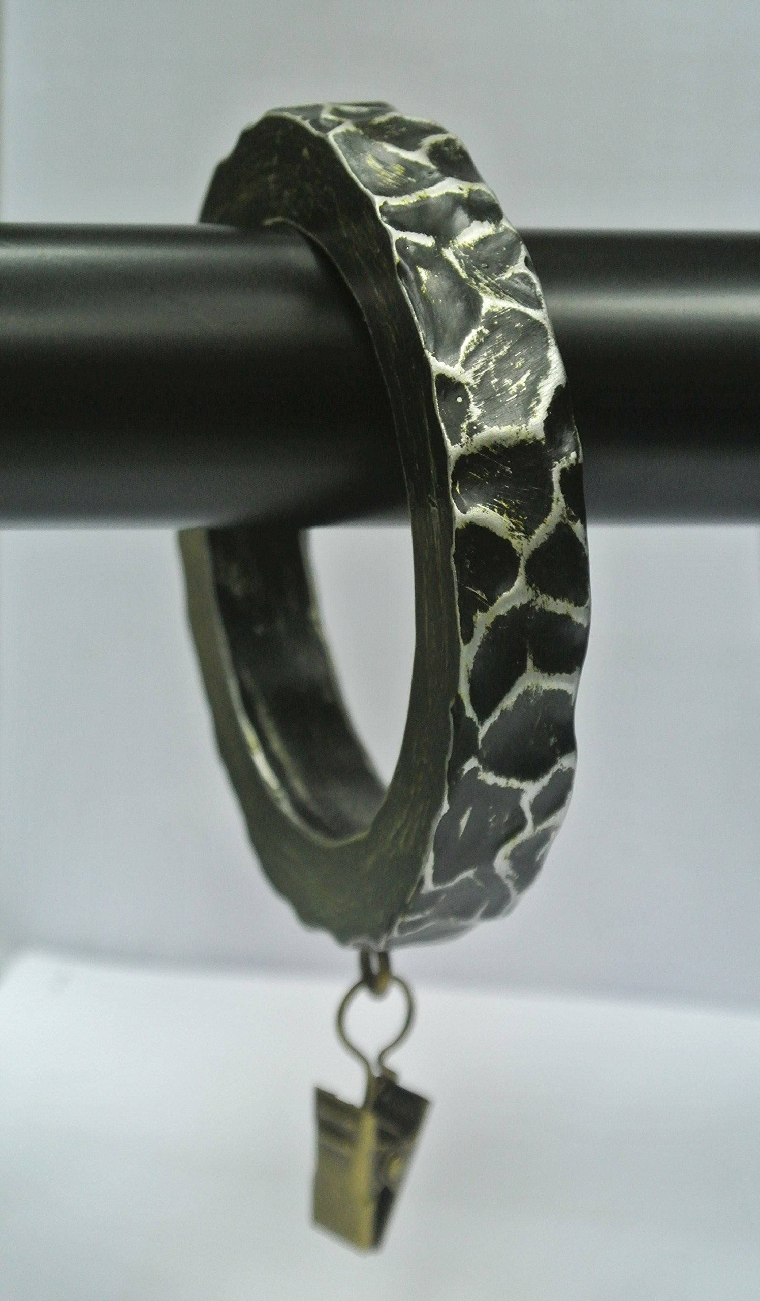 Urbanest Set of 8 Large Hammered Designer Curtain Rings in Antique Silver Finish