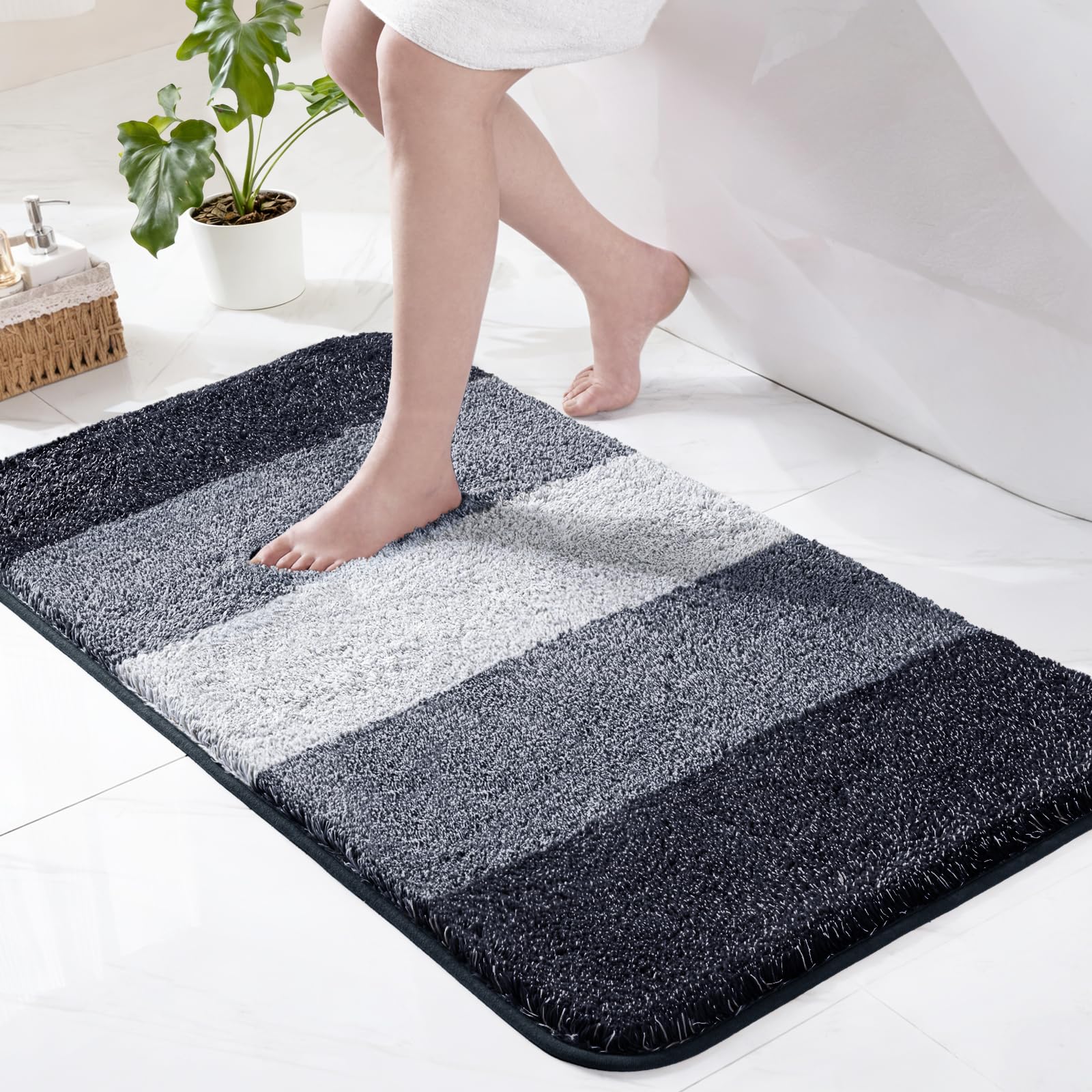 Exclusivo Mezcla Microfiber Bath Mat 60x120 CM, Extra Soft Non-Slip Super Absorbent Bathroom Mats, Machine Washable Quick Dry Bath Rugs for Bathroom Floor, Shower, Home Decor, Gradient Navy Blue — image 1
