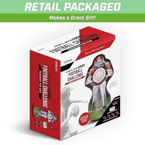Miniatura 7 de GoSports Inflataman Football Challenge - Receptor inflable juego de lanzamiento para touchdown rojo