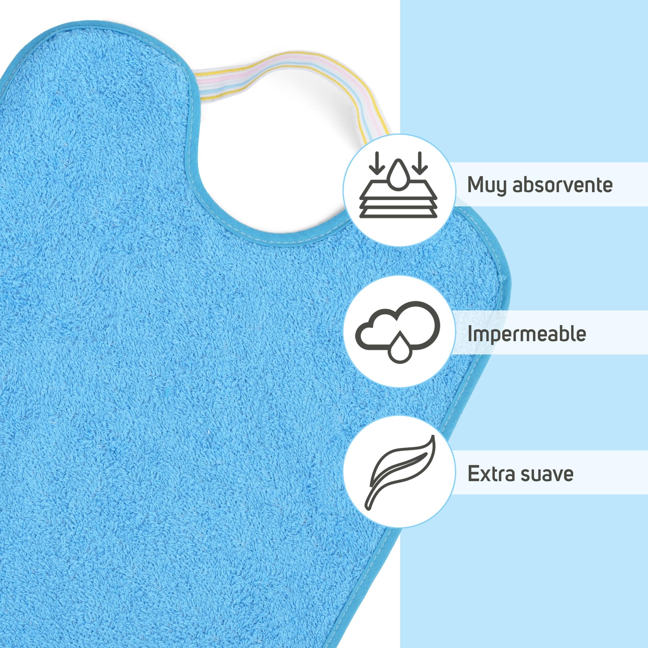 Ti TIN Pack 4 Baberos Bebé Impermeables y Absorbentes - A partir 12 meses - Ideal Guardería con Goma Elástica y Rizo de Algodón Suave