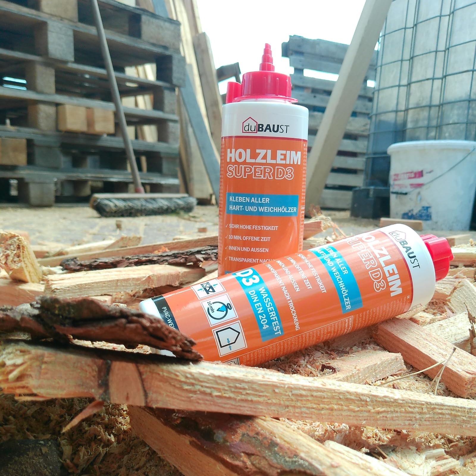 WOD24 - Pegamento para madera D3 de secado rápido, resistente al agua, para madera dura y madera blanda, color blanco – transparente después del endurecimiento (1, botella de 500 g)