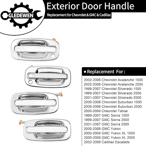 Miniatura 16 de Manijas de puerta exteriores, compatibles con Chevy Silverado Suburban Tahoe Avalanche 1999-2007, GMC Sierra Yukon, Cadillac Escalade, palanca