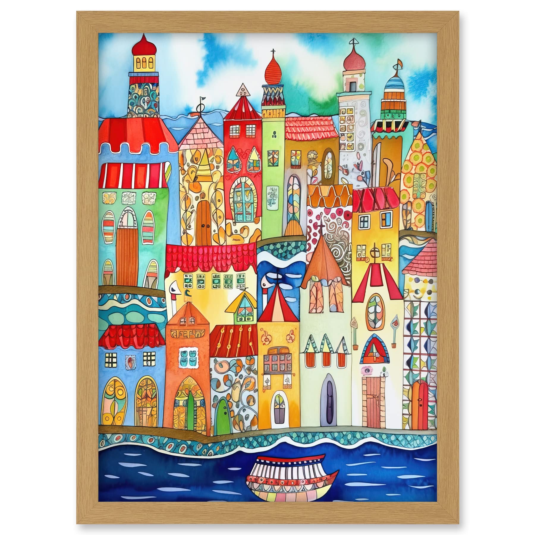 Artery8 Tangier Morocco Folk Art Artwork Framed A3 Wall Art Print