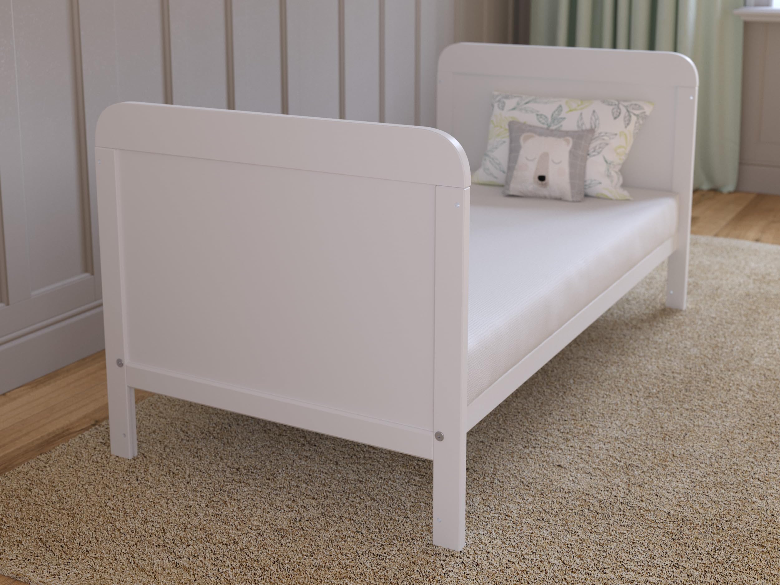 Love For Sleep Lit Bebe Evolutif avec Matelas - Lit Bebe 120x60 cm Bois avec Matelas - Lit Bébé Lit Bois Blanc, Lit Bébé Set Complet Lit Evolutif Bebe