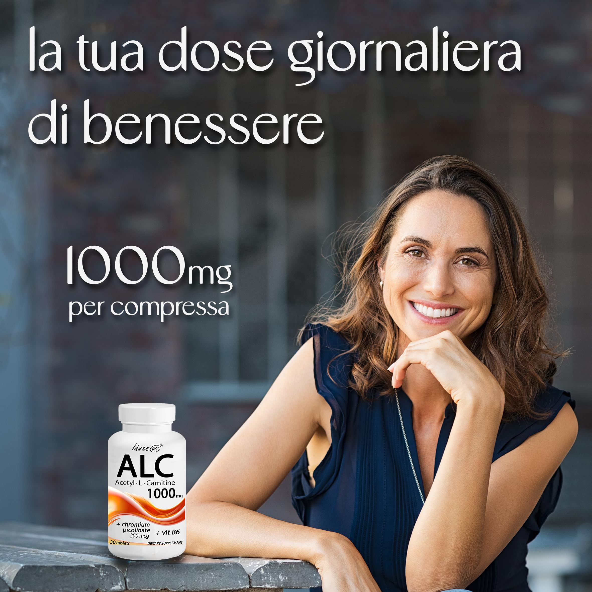 Acetil-L-Carnitina + VITAMINA B6 + CROMO Line@diet | 60 compresse per 2 mesi | 1000 mg