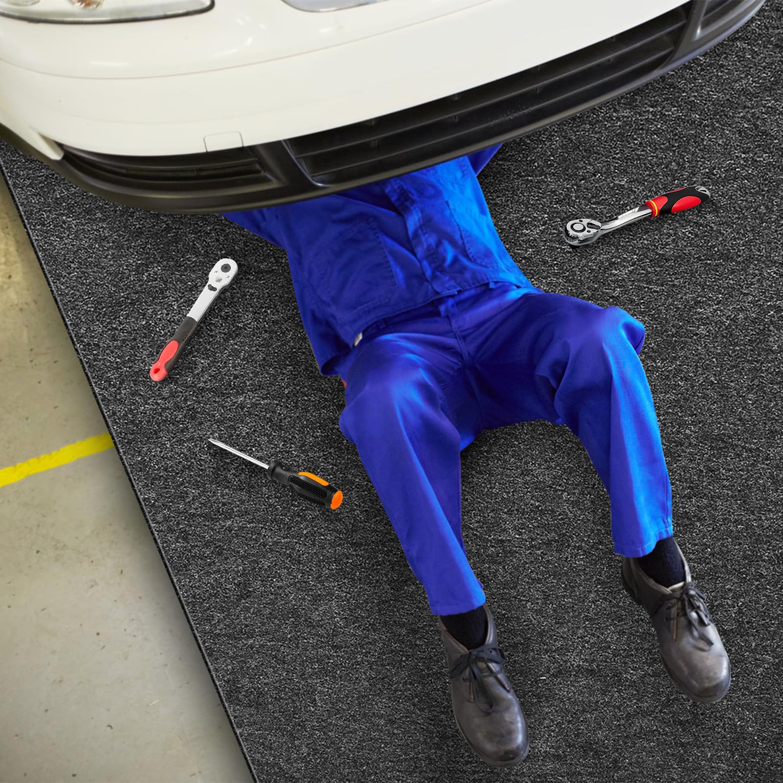 Alfombrilla de garaje de 60 x 72 pulgadas, alfombrilla de derrames de aceite, alfombrilla de mantenimiento premium, capa trasera de goma impermeable que protege la superficie del piso del