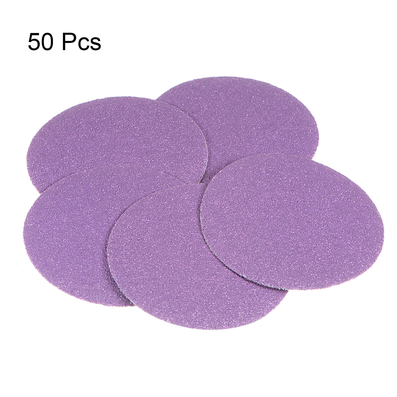 HARFINGTON 50 discos de lija de grano 60, color morado, papel de lija circular de 3 pulgadas, papel de lija profesional, pulido en seco y húmedo para paneles de yeso de madera y metal