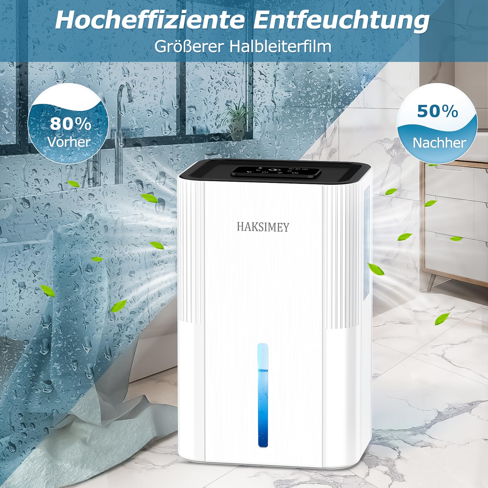 Luftentfeuchter elektrisch 2800ML,Tragbar Dehumidifier for Home mit Abtauen & Timer,Leise raumentfeuchter für Schlafzimmer Keller Badezimmer | 7-Farben LED Licht mit Nachtmodus
