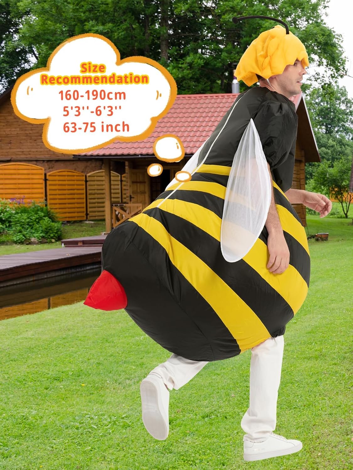 Inflatable Bumble Bee Costume Funny Men Women Insects Outfit Blow Up Suit Adult for Halloween Party, Carnival, Cosplay - Image 2