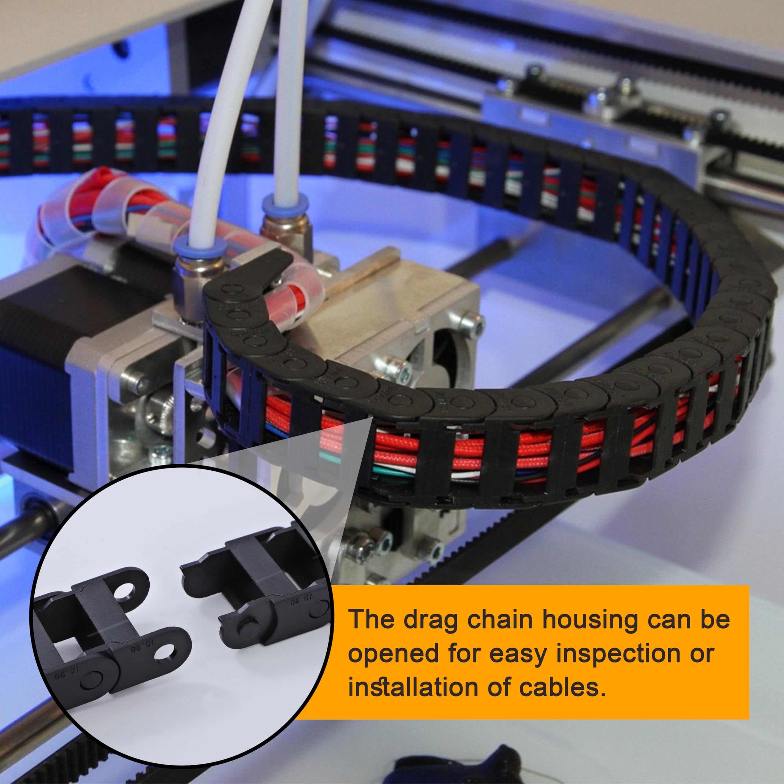 Chaîne Porte-Câbles Nylon 10x10 Mm – 1 Mètre Chaîne De Transmission Pour Imprimante 3D, CNC, Robotique