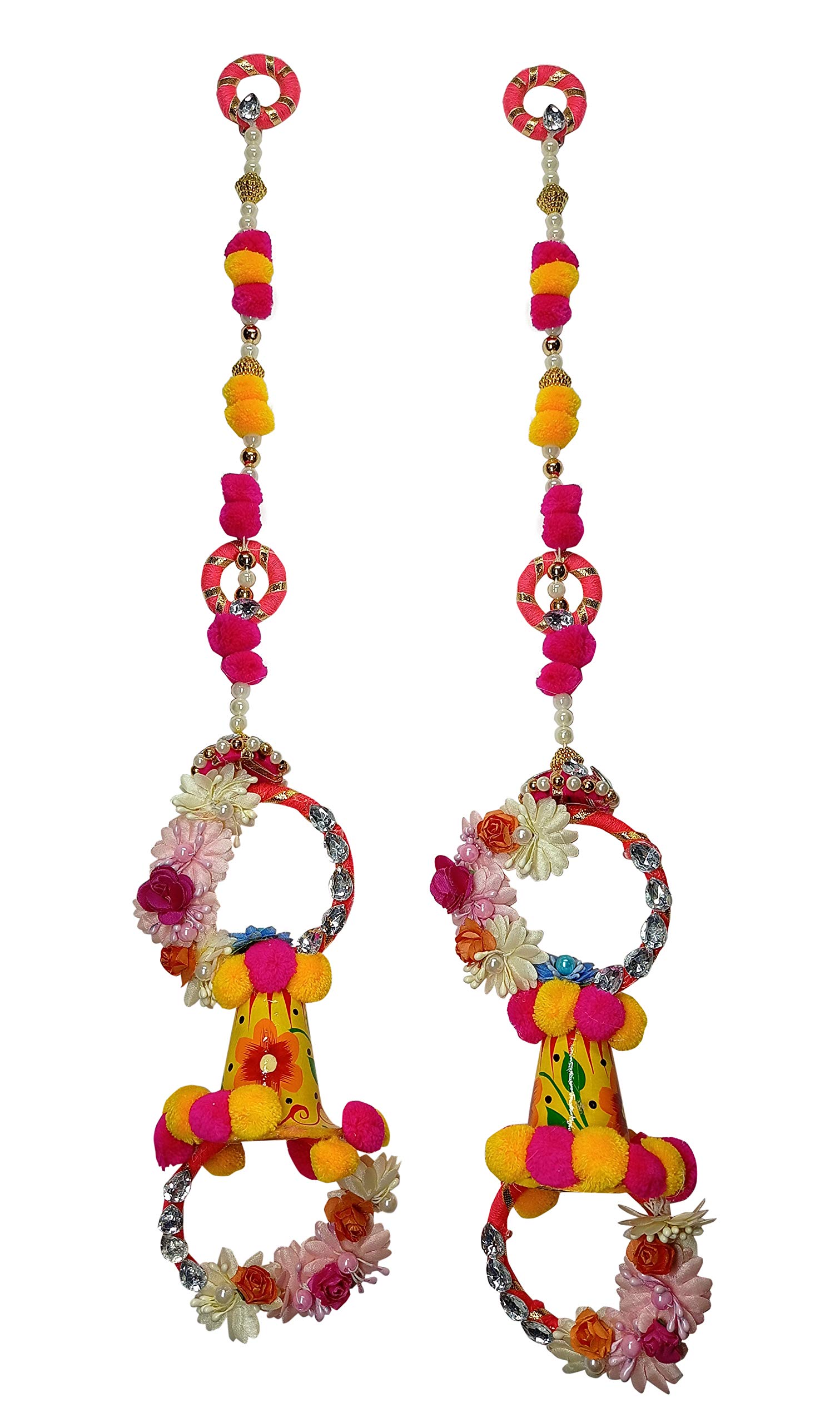 Vakra Handmade Fabric Traditional Kundan Door Hanging (55.88 cm x 7.62 cm x 7.62 cm, Set of 2) Vakra-50