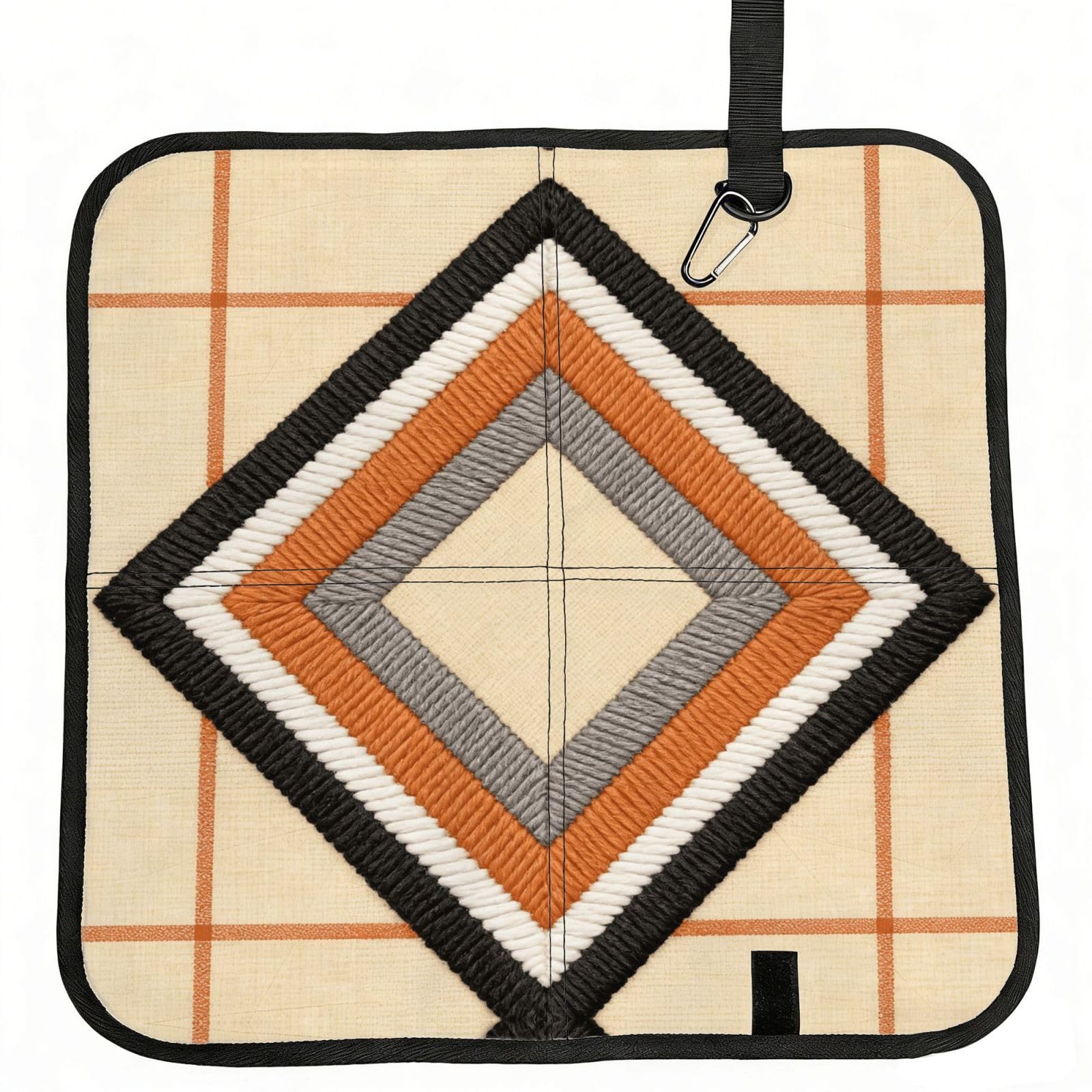 DUYIOKH Layered Diamond Embroidery Print Foldable Portable Seat Cushion for World Cup Games, Camping and Outdoor Activities