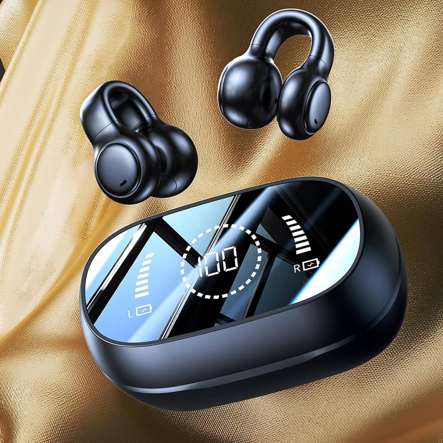 سماعات أذن بلوتوث لاسلكية بتصميم مشبك للأذن باللون الأسود مع ع... - view 6