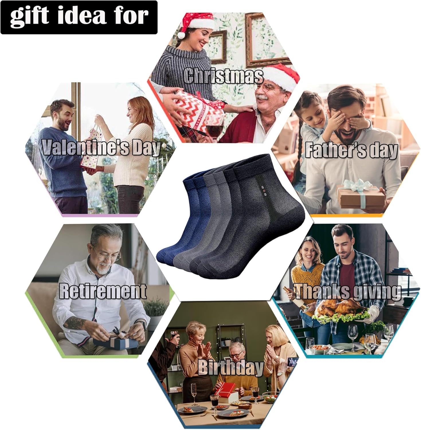 6 Pack Men Dress Socks, Cotton Mesh Ventilating Ankle Length,Thin Breathable Summer Business Footwear for Men - Image 6