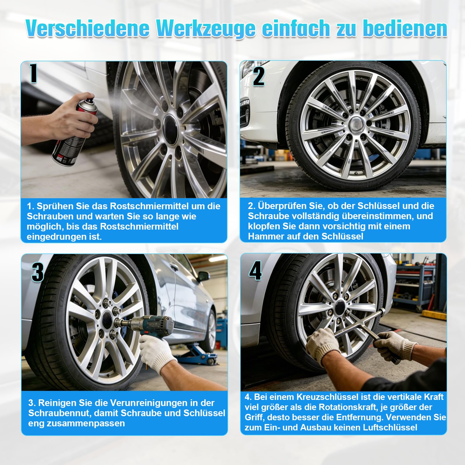 22-teiliges Felgenschloss Knacker Set, Radbolzen Demontage Werkzeug, Reifenmutter Entferner mit Adapter, Schlüssel Set für Volkswagen
