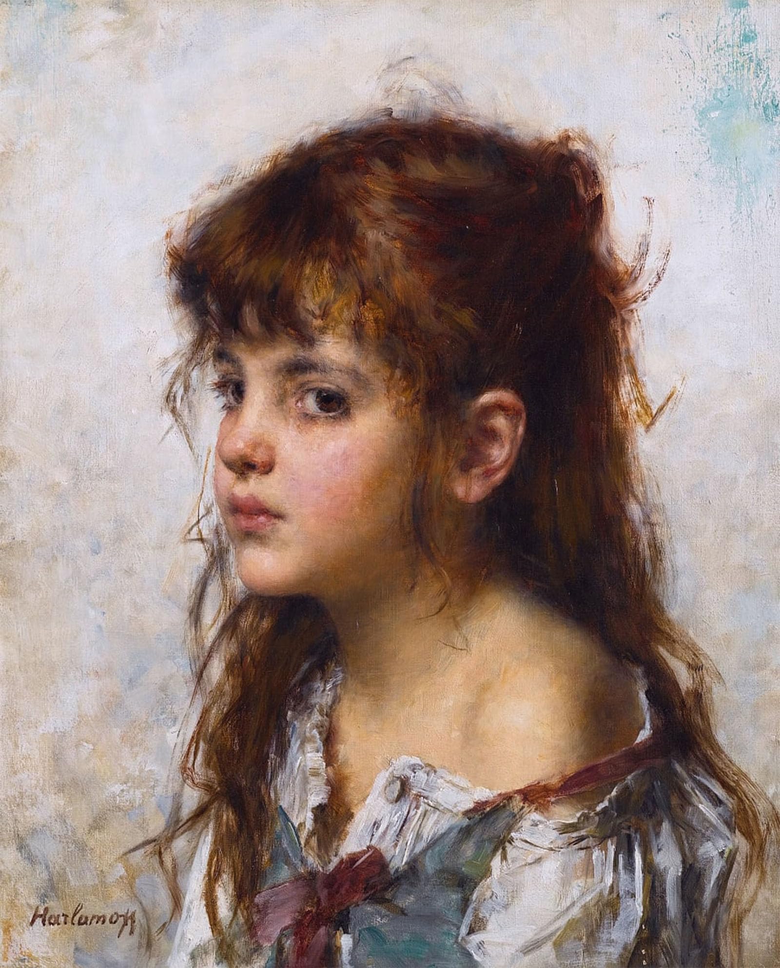 POSTERIIk Famous Animal Posters Vintage Picture Portrait of a Young Girl by Alexei Harlamov Modern Wall Decor for Home Decor 60x90cm