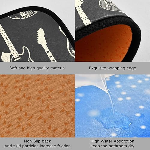 Miniatura 6 de Kitchen Mats for Floor 2 Piece Set Retro Guitars Print, Anti Skid Cushioned Water Absorbent Kitchen Rugs Door Mat Floor Mats for Kitchen Sink
