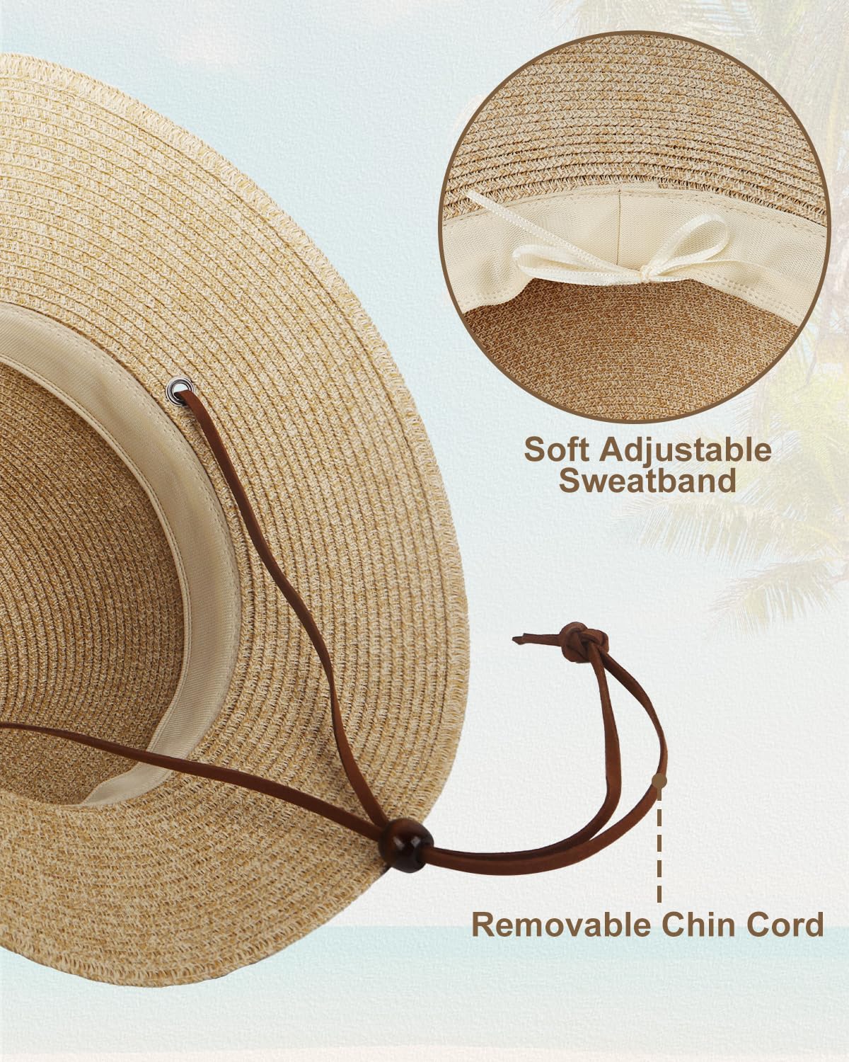 Zylioo S/M/L/XL/XXL Chapeau de Paille Solaire pour Femmes Casual ÉtéUPF 50 Protection Solaire Chapeau de Soleil