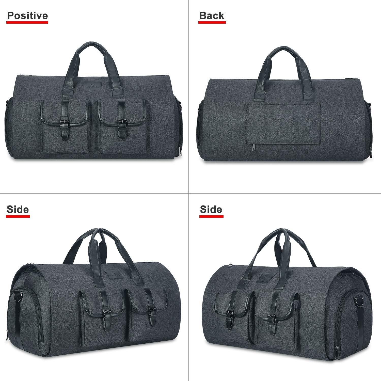 UNIQUEBELLA Housses de Costume de Voyage Housses de Vêtements pour Transport Sac de Costume Sacs de Voyage Sac de Sport Poches de Rangeme Sac de Protection pour Costumes(Gris Foncé)