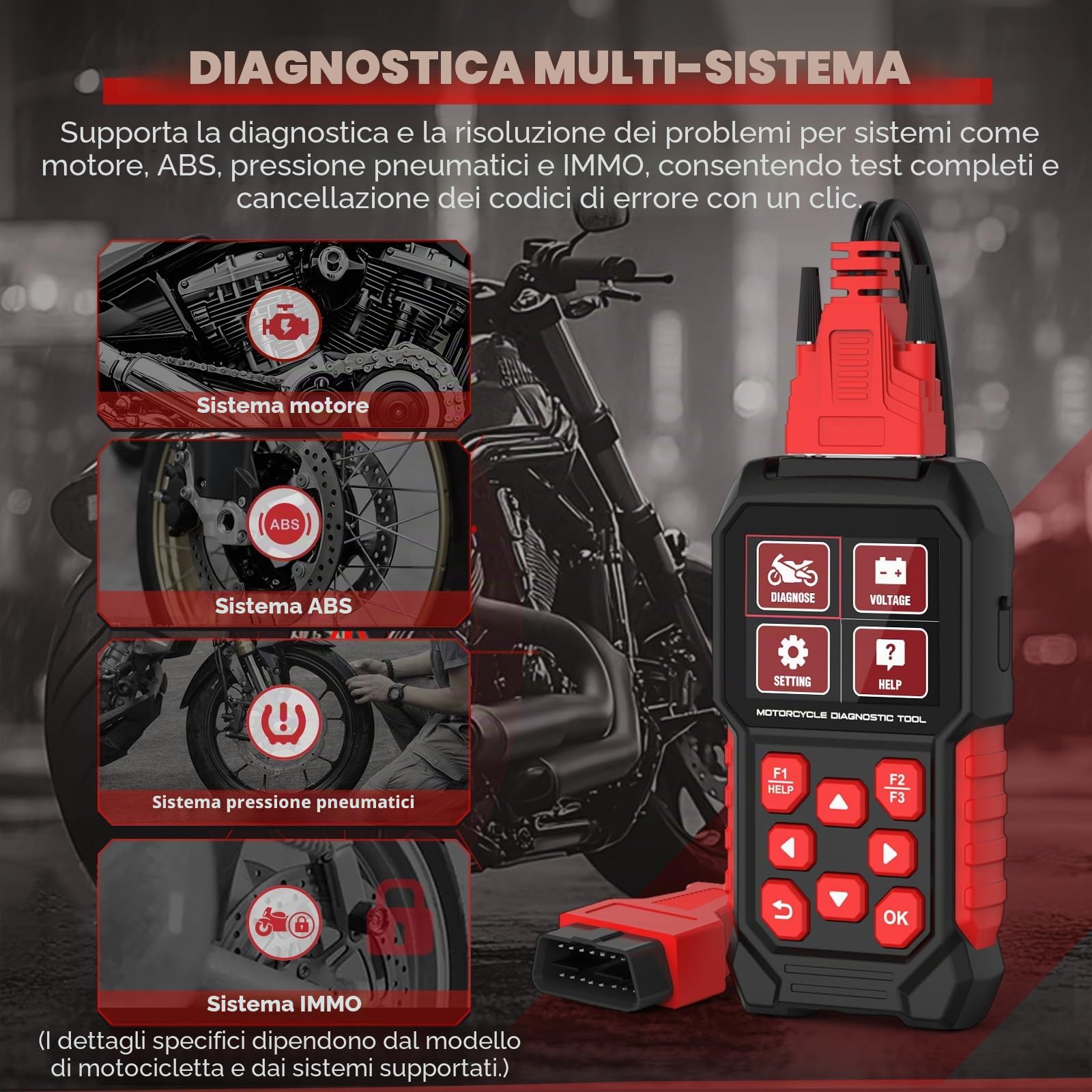 MRCARTOOL OBD2 Diagnostico per Moto Scanner per Kawasaki Honda Yamaha Triumph KTM EU, Moto Diagnostica Memoria di Errore Lettura Moto, Strumento Diagnostico, Codici di Errore Chiari