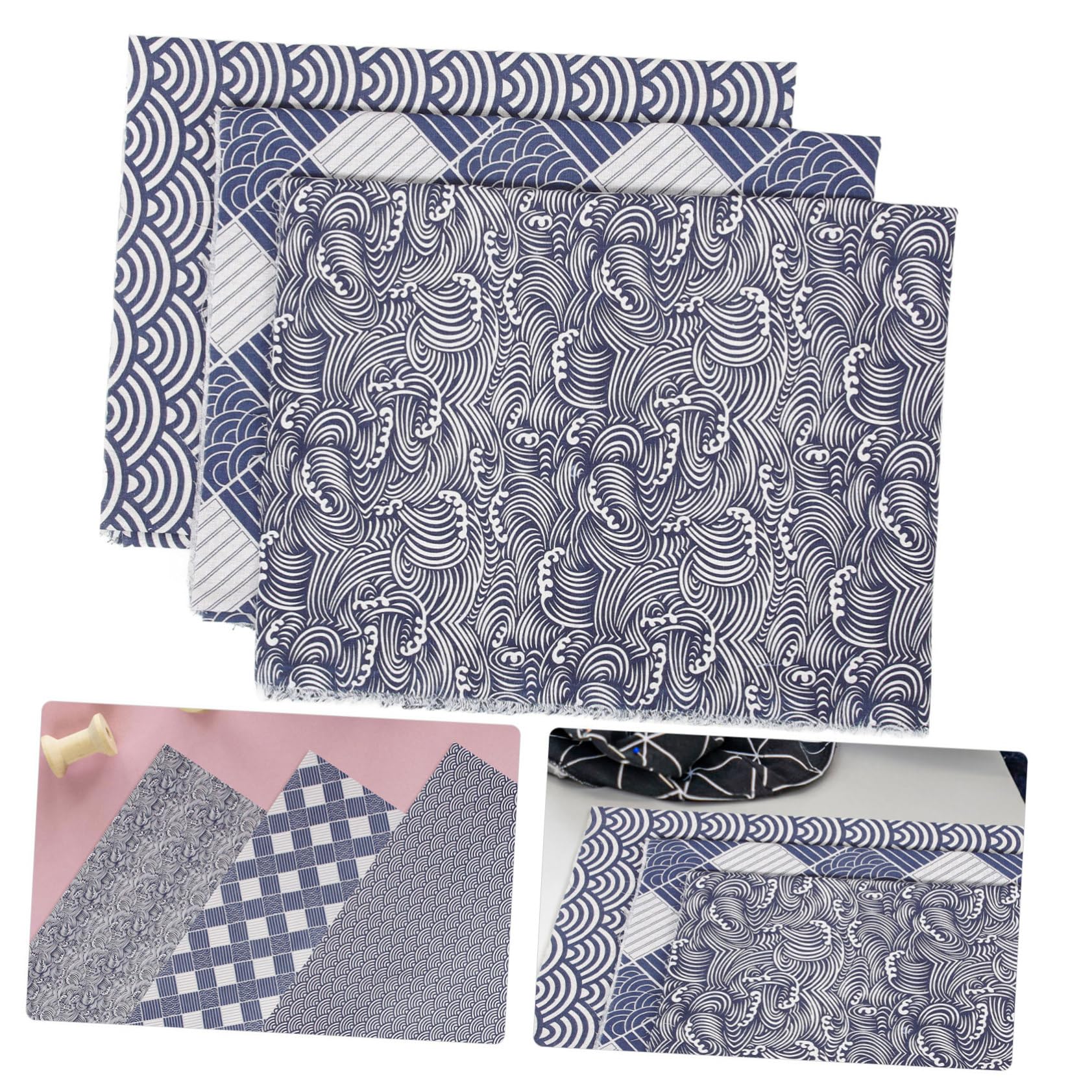 Tessuto Patchwork in Lino Cotone 3 Fogli per Cucito Creativo