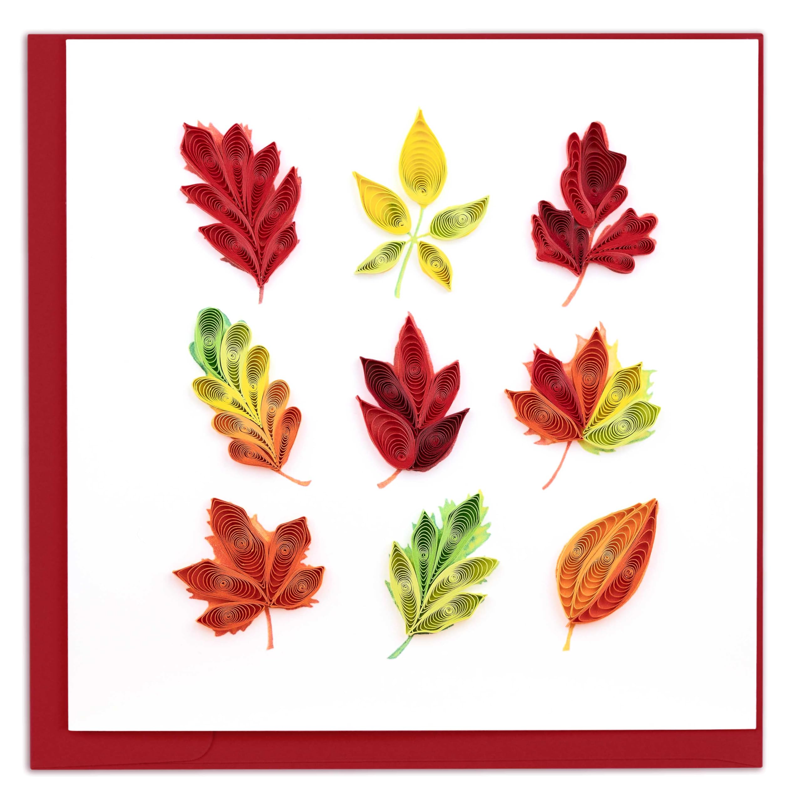 Quilling Card Handmade Quilled Fall Foliage Leaves Greeting Card – 6x6 Inch Blank Card with Envelope – Fair Trade Verified – Unique Paper Art Keepsake