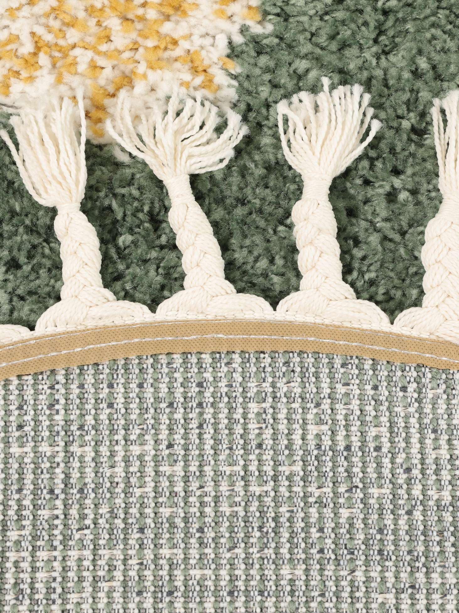 RugVista Linnea, Tapis pour Enfants, Modernes, Ø 100 cm, Rond, Poil Moyen, Salle de séjour, Chambre d'enfant, Chambre, Couloir, Nettoyage à Sec Seulement, sans Produits Chimiques Dangereux, Vert