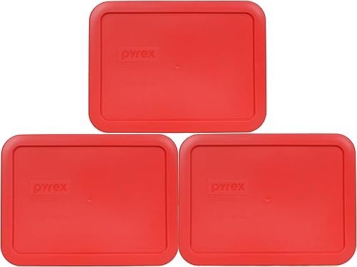 Pyrex 7210-PC - Tapa rectangular de almacenamiento de alimentos para plato de vidrio 3 rojo Pyrex 7210-PC - Tapa rectangular de almacenamiento de alimentos para plato de vidrio 3 rojo