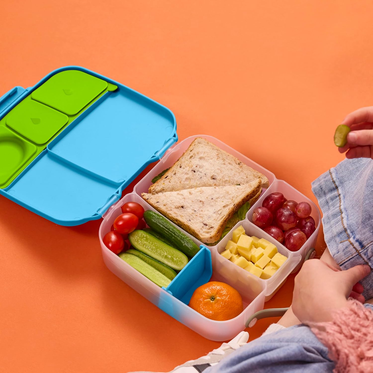 b.box Lunch Box for Kids: Bento Box w/ 4 Compartments (2 Leak Proof), Removable Divider & Gel Pack. Ideal for Big Eaters 3+. School Supplies, 8½ Cup Capacity - Image 6