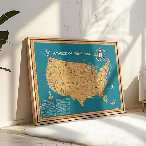Miniatura 4 de Poster Master Mapa vintage de la nación de los inmigrantes, impresión de mapas retro de América, arte histórico, regalo para bibliotecario,